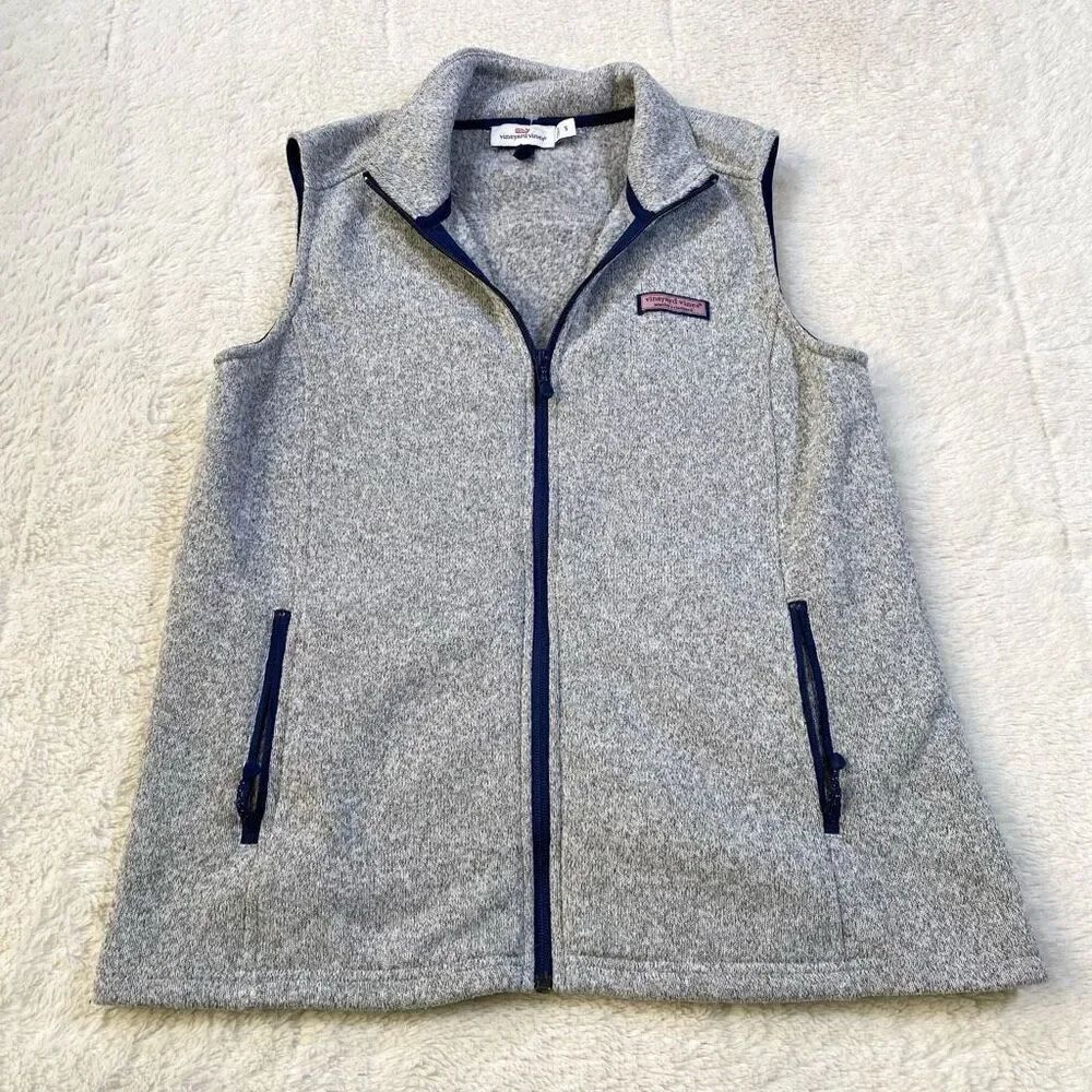 Vineyard Vines Womens Better Grey Sweater Zip Up Vest